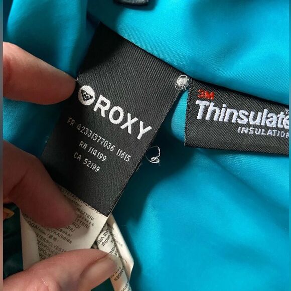 ROXY ski jacket snowboarding winter coat sz M striped rainbow hooded women’s EUC - Picture 9 of 15